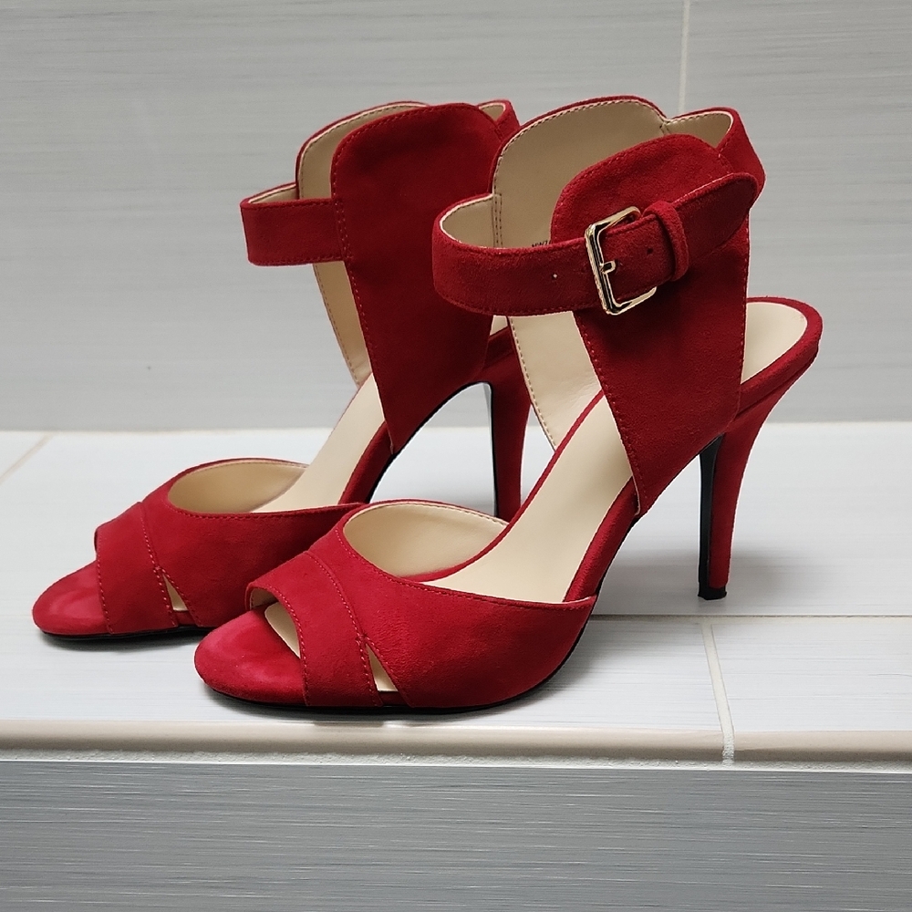 Nine West Red Suede Adalina Heeled Sandal